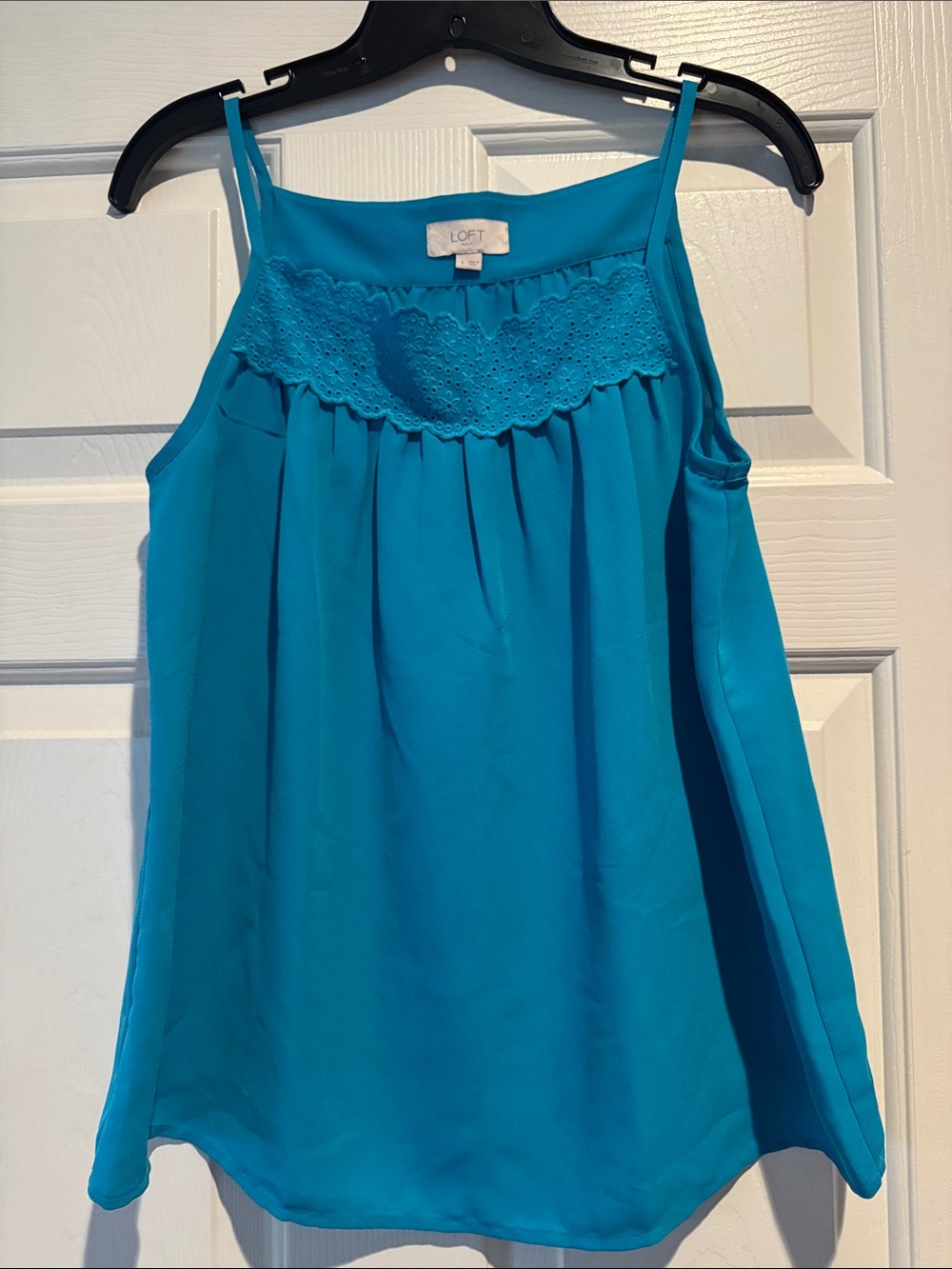 LOFT Turquoise Eyelet Yoke Camisole size small